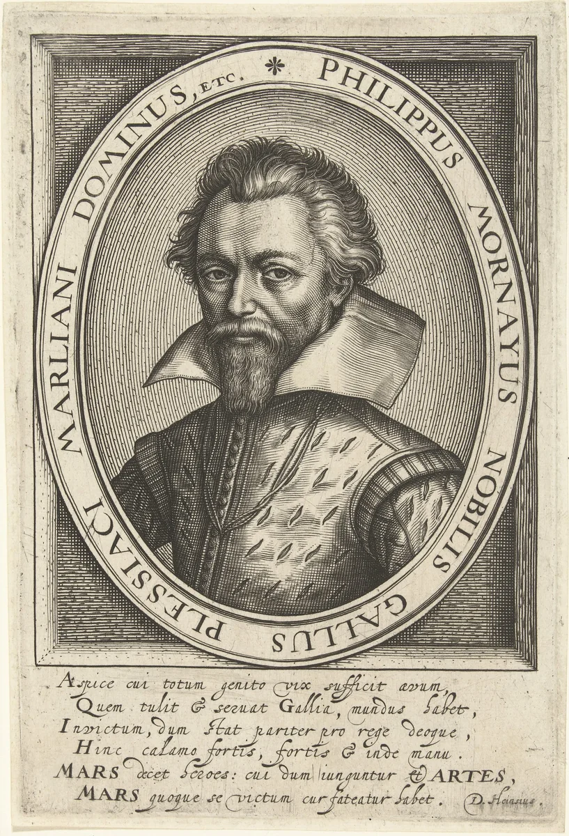 Portret van Philippe de Mornay by Willem Jacobsz Delff, print, 1590-1638