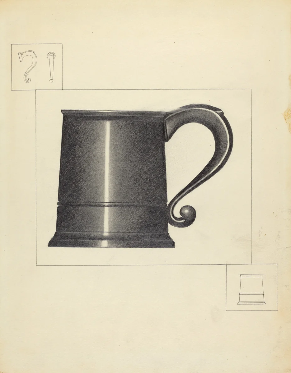 Pewter Mug by Charlotte Winter, index of american design, 1935-1942
