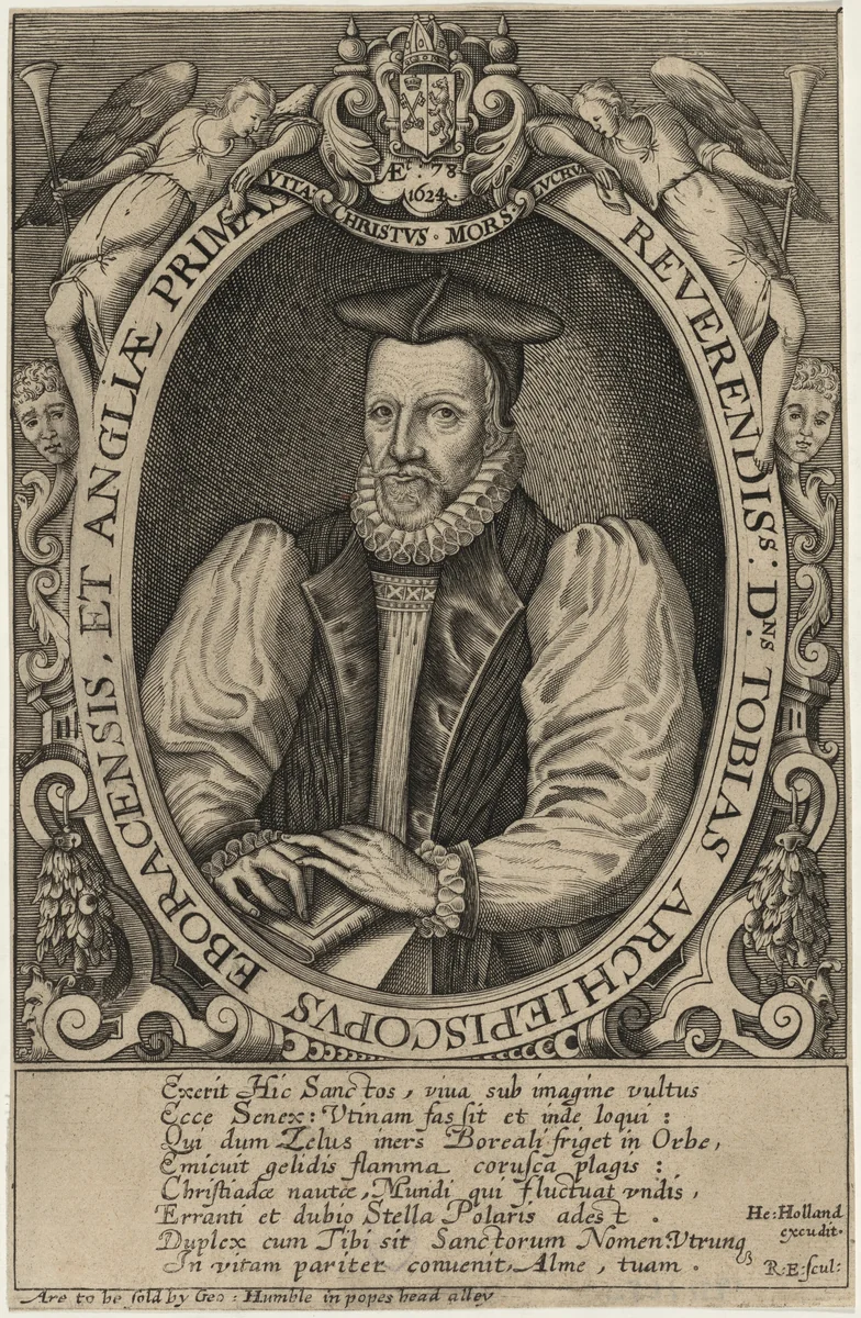Tobias Matthew, D.D., Archbishop of York by Renold Elstrack, print, 1571-1625