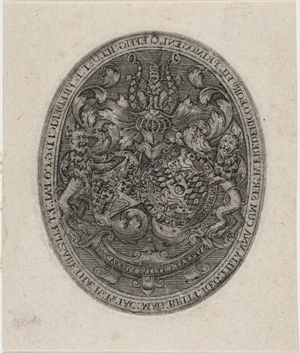 Shields of Frederick V, Elizabeth, and Prince Frederick Henry by Simon van de Passe, print, 1595-1647