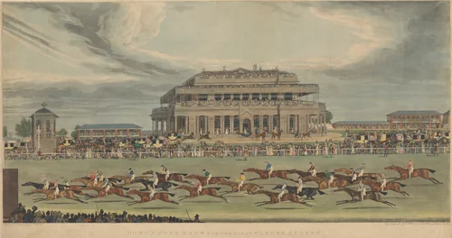 Doncaster Race for the Great St. Legder Stakes by James Pollard, print, 1839