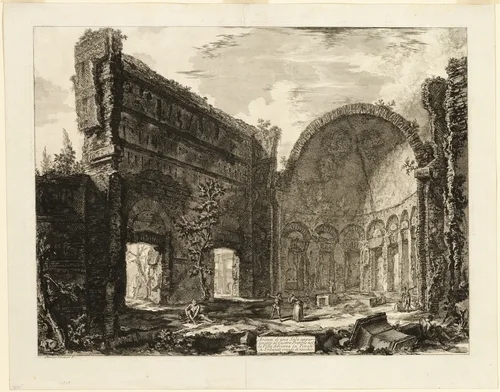 Remains of a room belonging to the Praetorian Fort at Hadrian's Villa, Tivoli, from Views of Rome by Giovanni Battista Piranesi, print, 1774