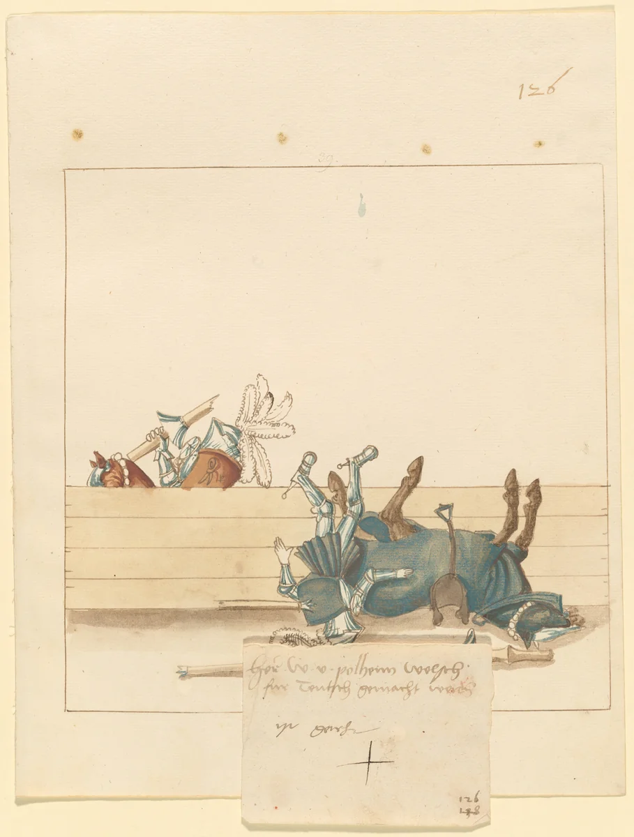 Italian Joust of Peace by German 16th Century, drawing, 1515