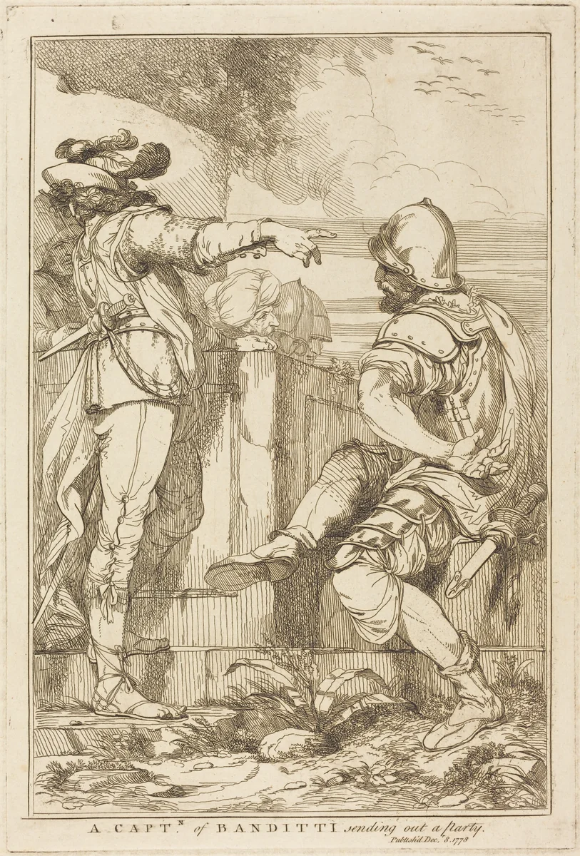A Captn of Banditti Sending Out a Party by John Hamilton Mortimer, print, 1778
