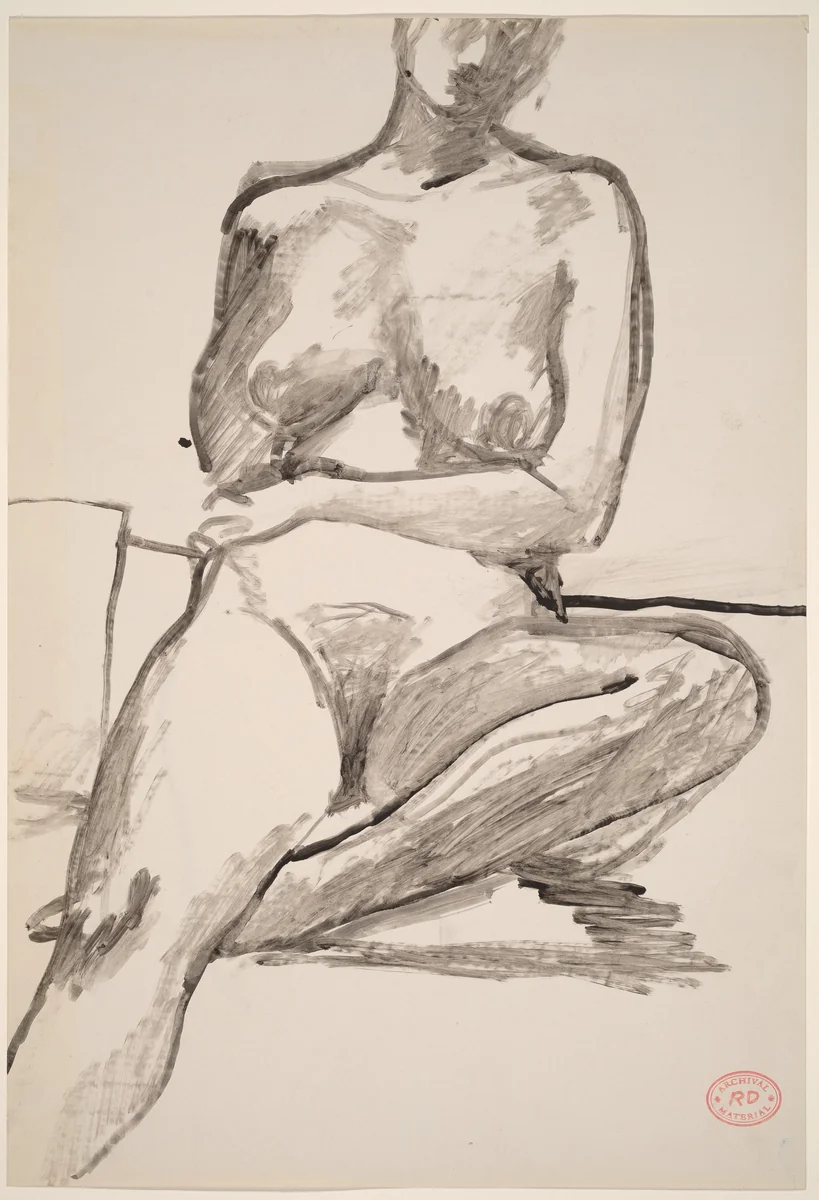 Untitled [seated female nude] by Richard Diebenkorn, drawing, 1955-1967