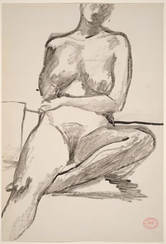 Untitled [seated female nude] by Richard Diebenkorn, drawing, 1955-1967