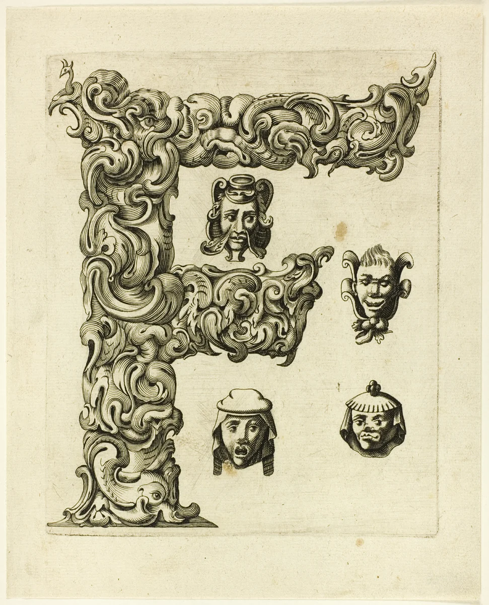Letter F by Peter Aubry, print, 1630