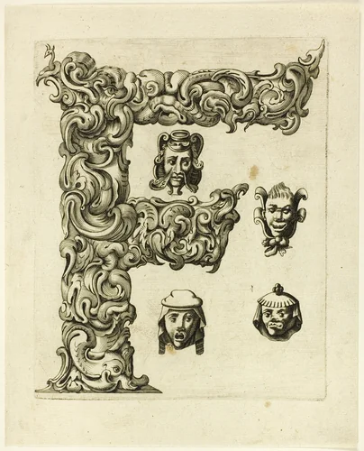 Letter F by Peter Aubry, print, 1630