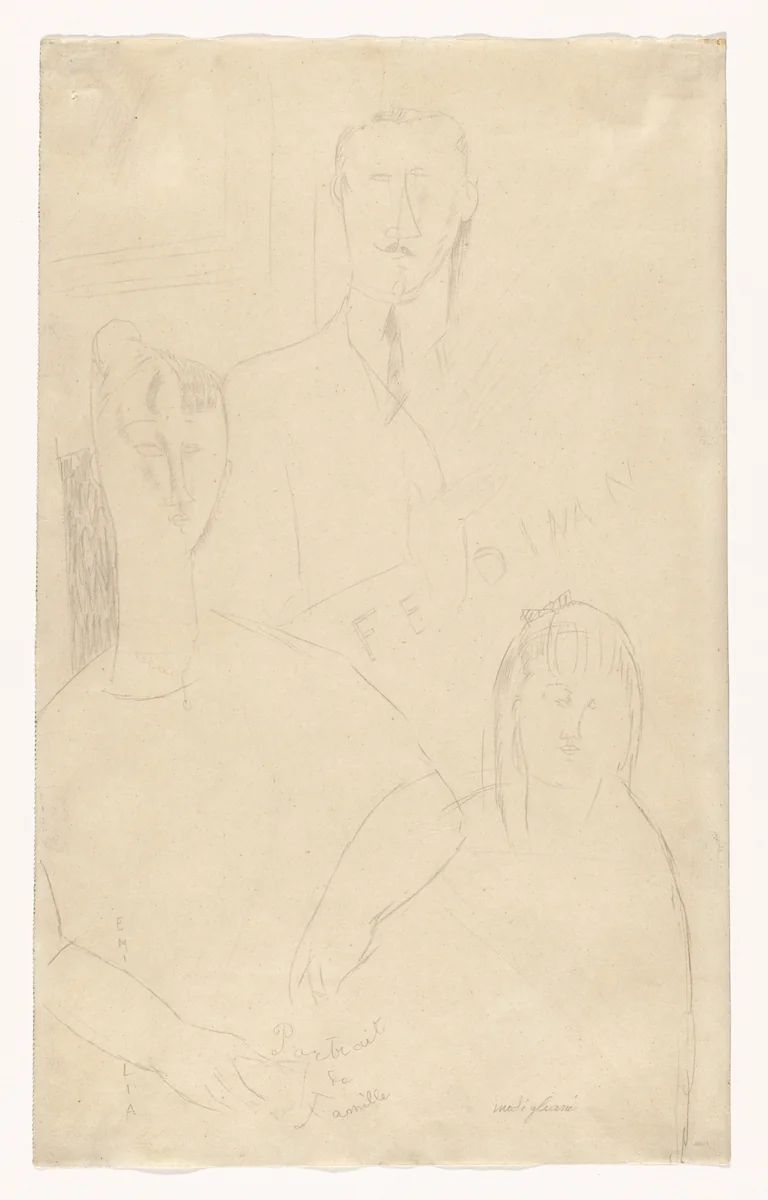 The Family by Amedeo Modigliani, drawing, 1916