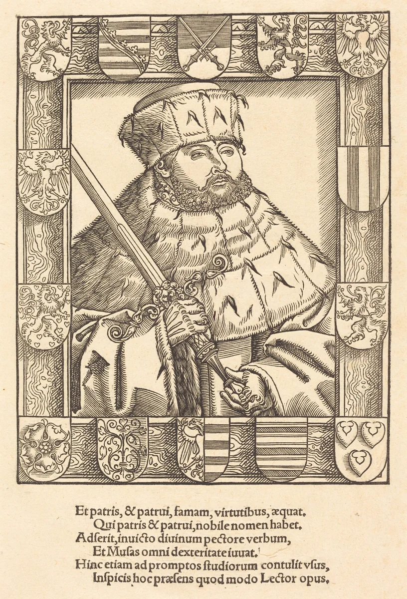 John Frederic the Magnanimous, in Electoral Robes by Lucas Cranach the Younger, print, 1500-1599