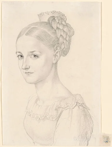 A Young Woman with an Elaborate Hairdo by Carl Barth, drawing, 1823