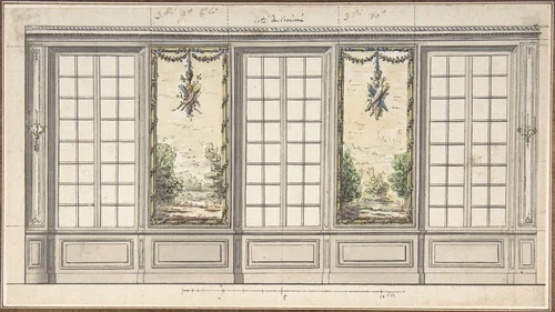 Design for a Windowed Wall with Decorative Panels by anonymous, drawing, 1730-1770