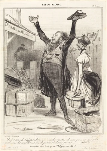 Salut! Terre de l'hospitalité... by Honoré Daumier, print, 1840