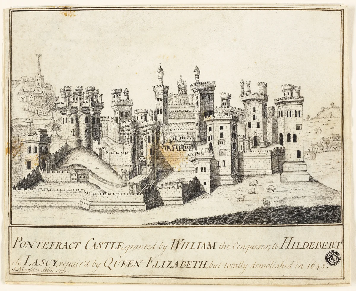 Pontefract Castle by J. Marsden English, drawing, 1774