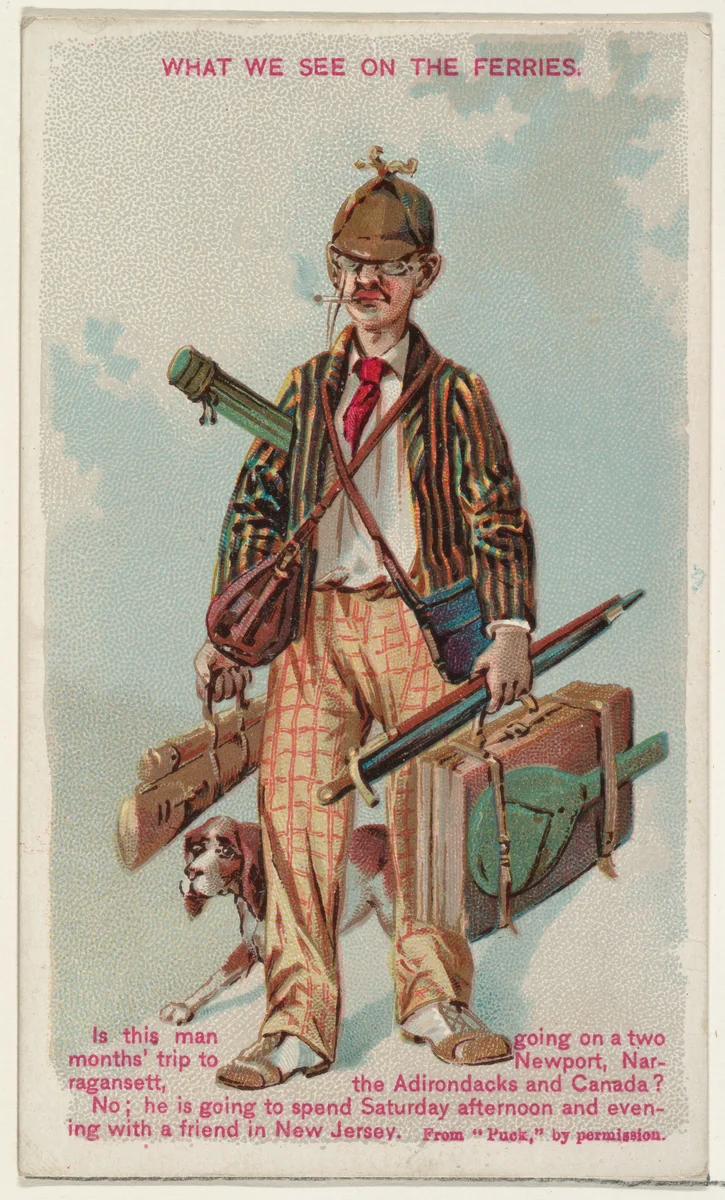 What We See on the Ferries, from the Snapshots from "Puck" series (N128) issued by Duke Sons & Co. to promote Honest Long Cut Tobacco by W. Duke, Sons & Co., print, 1888
