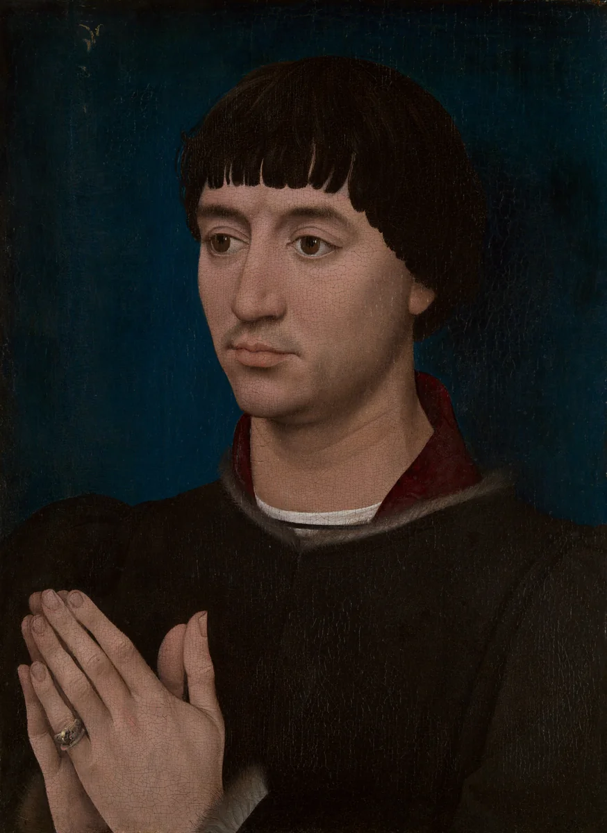 Portrait of Jean Gros (recto); Coat of Arms of Jean Gros (verso) by Rogier van der Weyden, painting, 1460-1464
