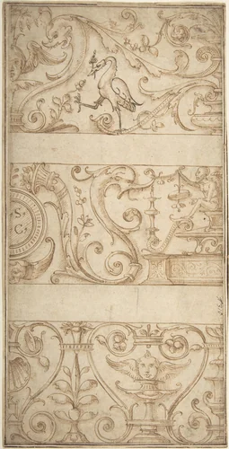 Ornament design after the antique by anonymous, drawing, 1500-1550