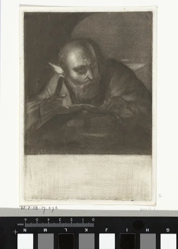 Lezende oude man bij kaarslicht by Hendrik Pothoven, print, 1735-1795