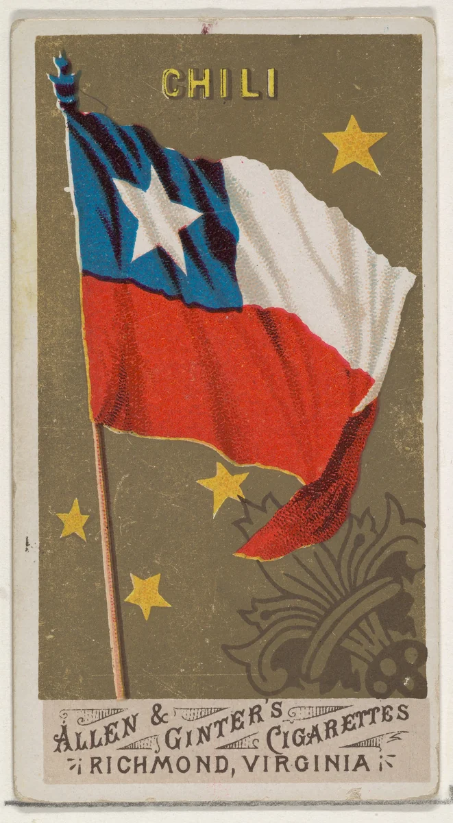 Chile, from Flags of All Nations, Series 1 (N9) for Allen & Ginter Cigarettes Brands by Allen & Ginter, print, 1887