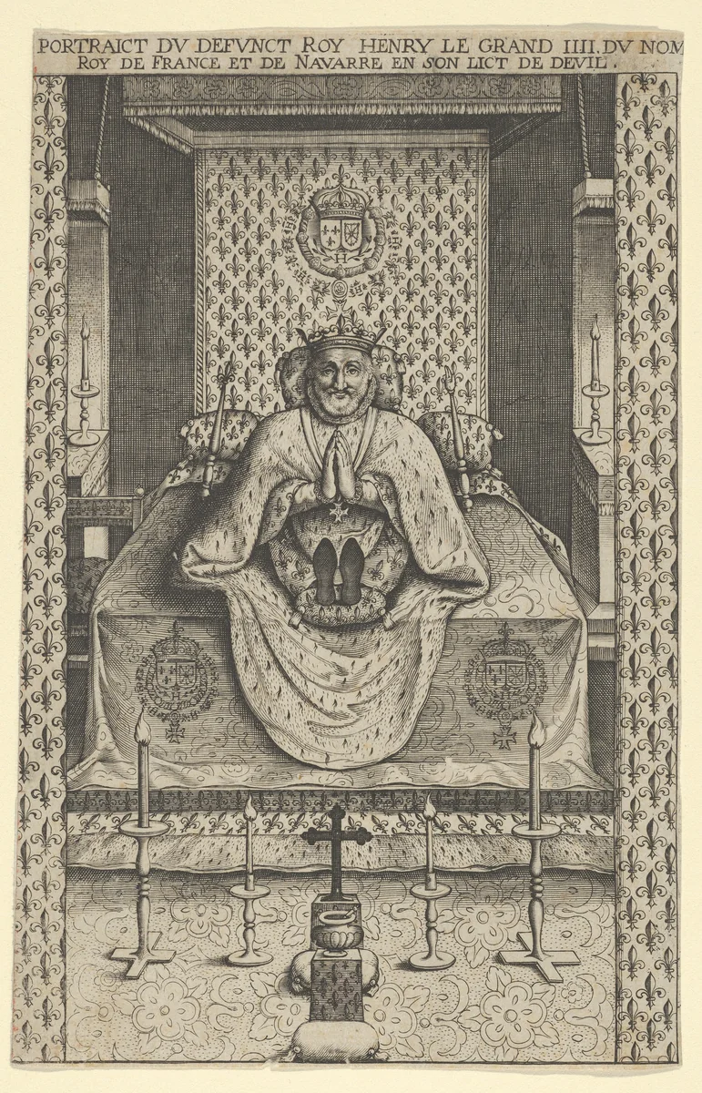 Funeral effigy of Henry IV, King of France by anonymous, print, 1610