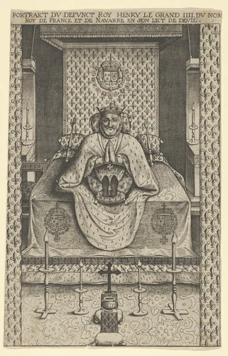 Funeral effigy of Henry IV, King of France by anonymous, print, 1610