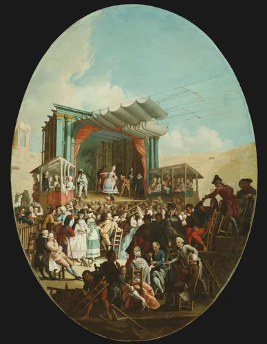 An Italian Comedy in Verona by Marco Marcola, painting, 1772