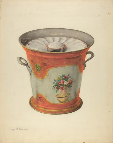Toleware Slop Pail by John H. Tercuzzi, index of american design, 1935-1942