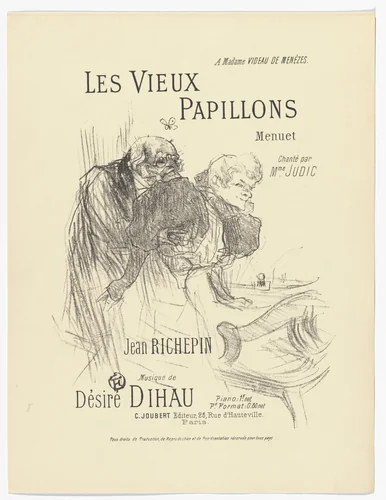 The Old Butterflies (Les vieux papillons) from Quatorze lithographies originales (Mélodies de Désiré Dihau) by Henri de Toulouse-Lautrec, illustrated book, 1895