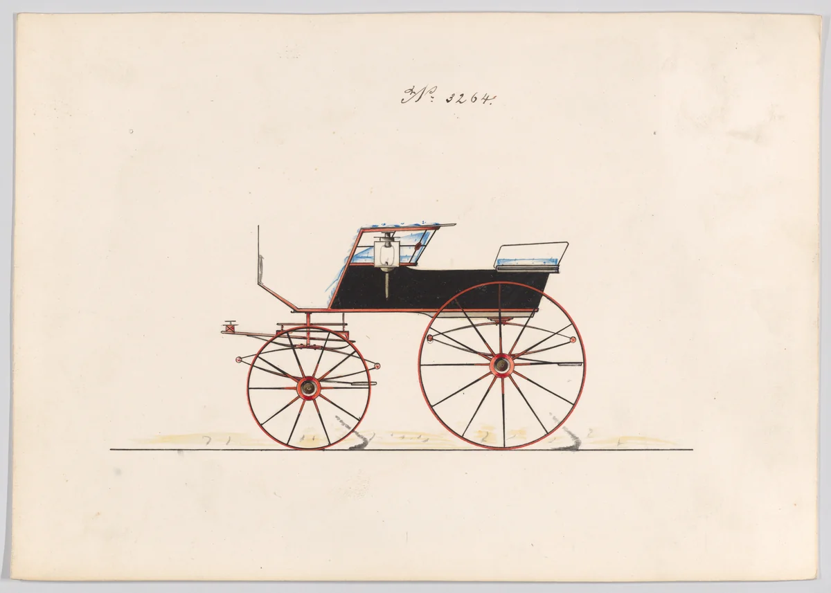 Design for T-Cart, no. 3264 by Brewster & Co., drawing, 1876