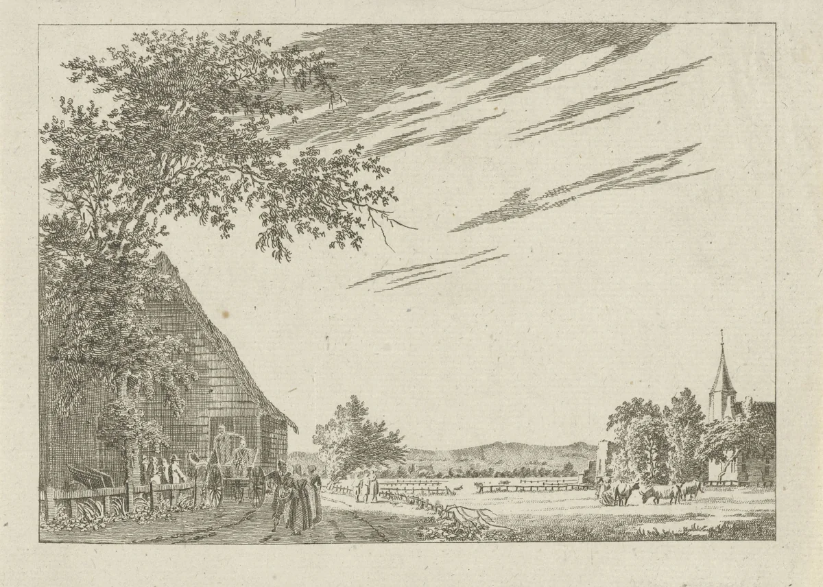 Dorpsgezicht by Paulus van Liender, print, 1741-1797
