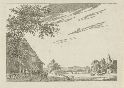 Dorpsgezicht by Paulus van Liender, print, 1741-1797