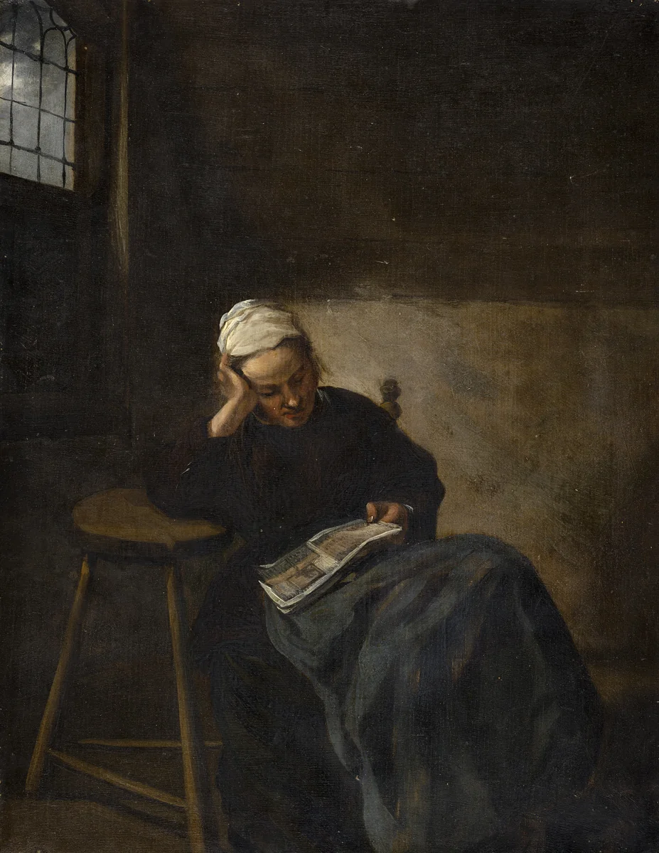 Girl Reading by Claes Hals, painting, 1660