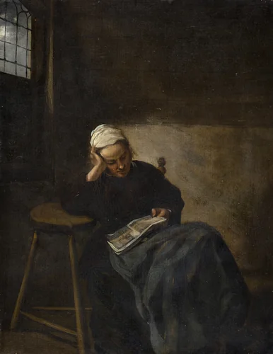 Girl Reading by Claes Hals, painting, 1660