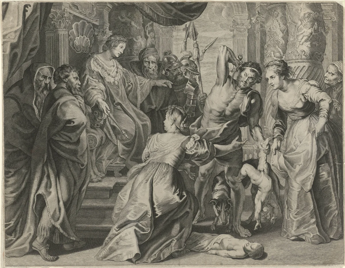 Oordeel van Salomo by anonymous, print, 1590-1683