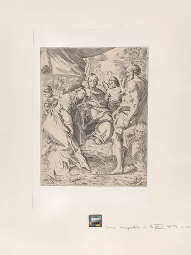 Virgin and Child, with Saints Jerome and Mary Magdalene and angels by anonymous, print, 1600-1700