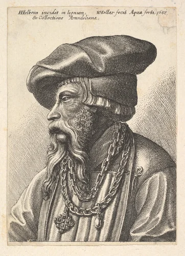 Bearded man with chain necklace by Wenceslaus Hollar, print, 1647