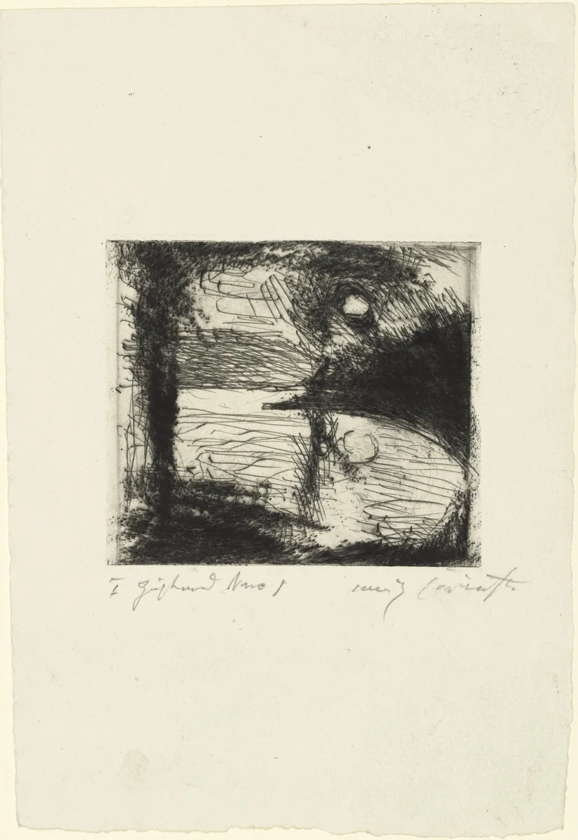 Walchensee in Moonlight (Walchensee im Mondschein) for the portfolio On Walchensee (Am Walchensee) by Lovis Corinth, print, 1920