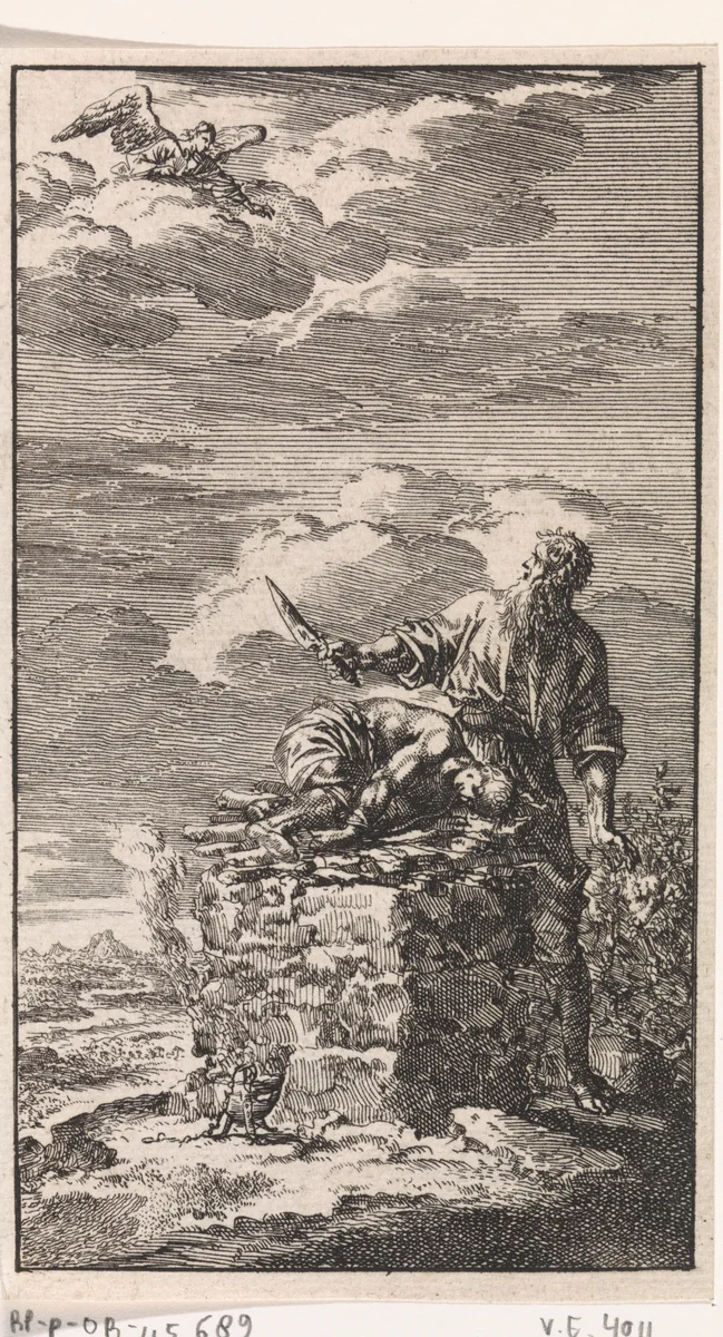 Offer van Abraham by Jan Luyken, print, 1712