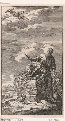 Offer van Abraham by Jan Luyken, print, 1712