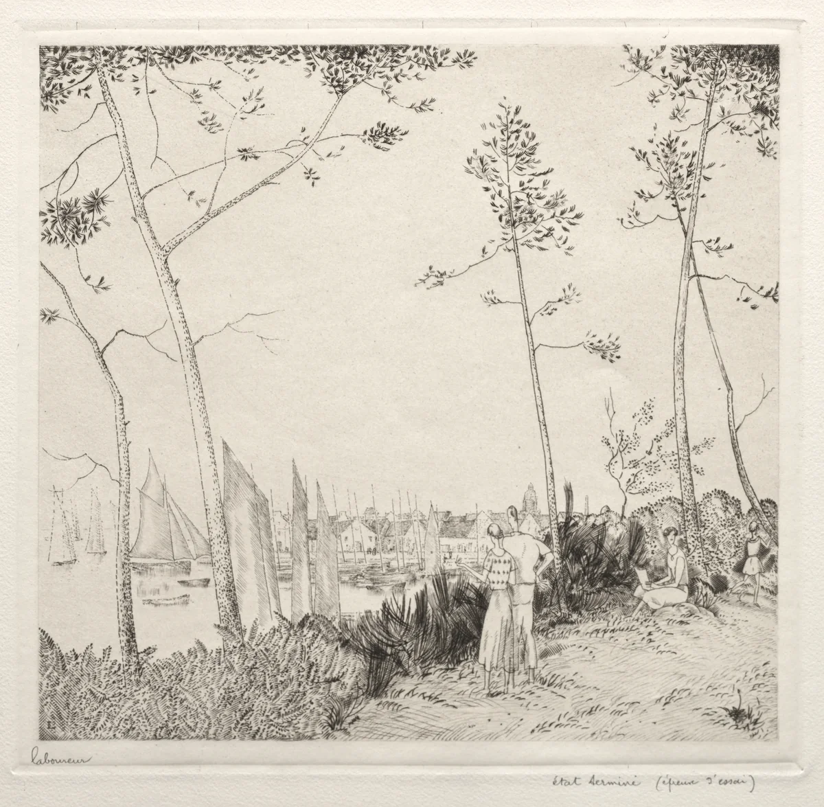 La Promenade sur le Port by Jean-Émile Laboureur, print, 1935
