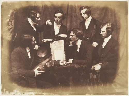 Prof. Fraser, Rev. Welsh, Rev. Hamilton, and Three Other Men by Hill and Adamson, photograph, 1843-1847