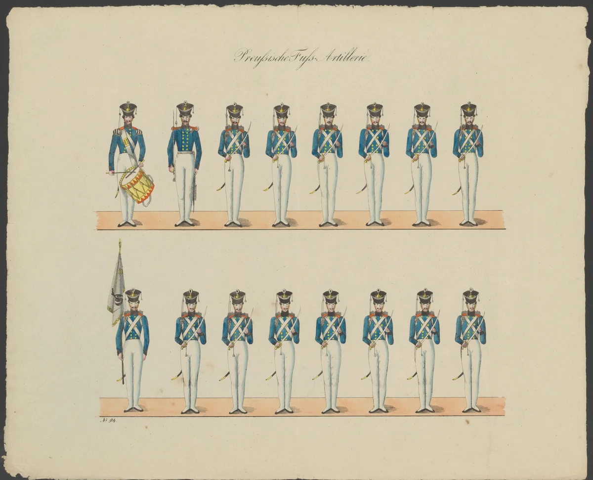 Pruisische artillerie te voet by anonymous, print, 1800-1899