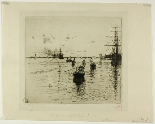 Lagune with Steamers and Gondolas, Venice by Robert Frederick Blum, print, 1885