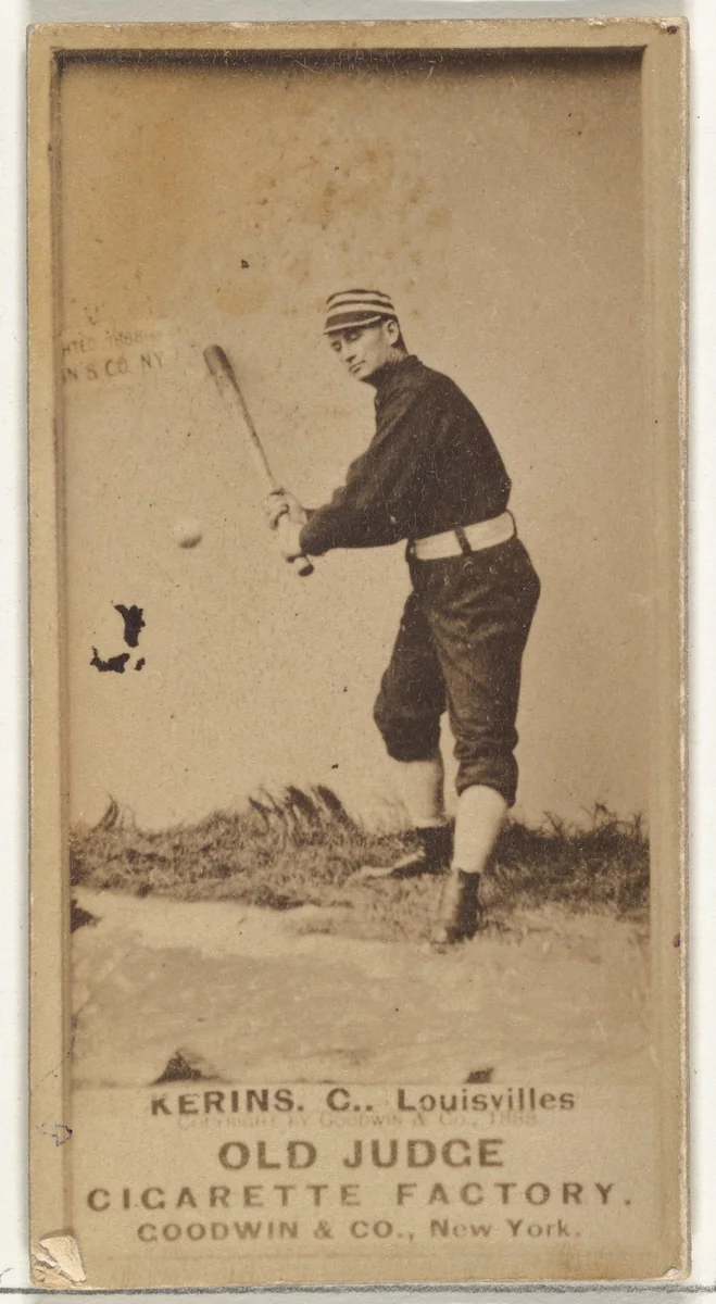 John Nelson Kerins, Catcher, Louisville Colonels, from the Old Judge series (N172) for Old Judge Cigarettes by Goodwin & Company, photograph, 1888
