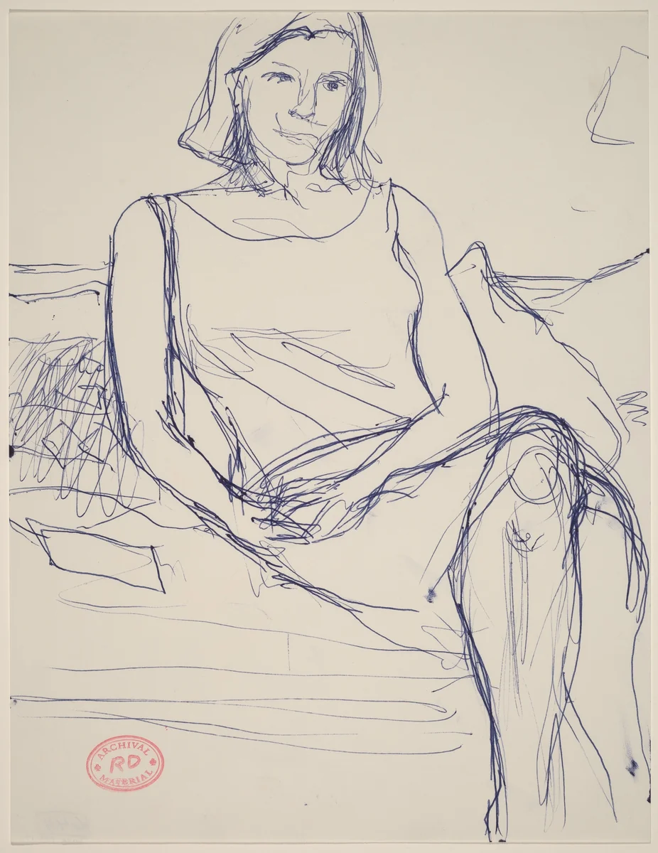 Untitled [woman in a sleeveless dress seated on sofa] by Richard Diebenkorn, drawing, 1955-1967