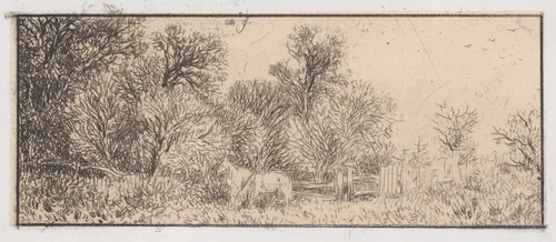 Two Horses in the Woods by Charles Jacque, print, 1840-1850