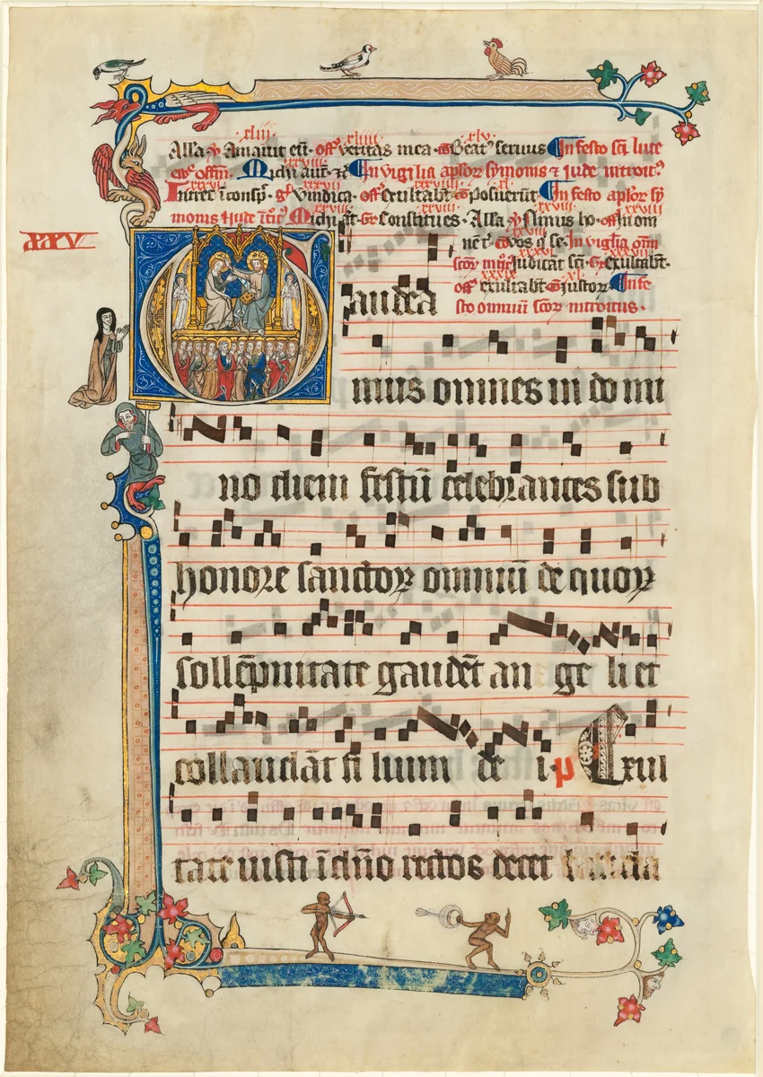 Coronation of the Virgin with Attendant Saints by Johannes von Valkenburg, drawing, 1325-1350