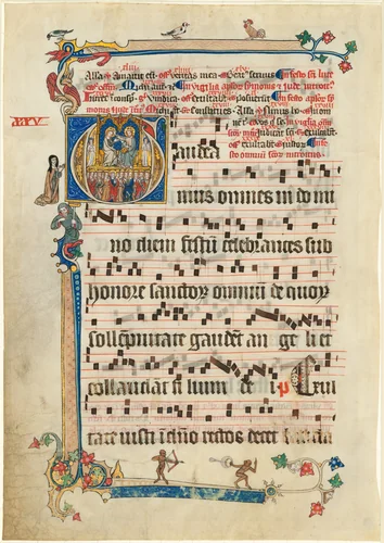 Coronation of the Virgin with Attendant Saints by Johannes von Valkenburg, drawing, 1325-1350