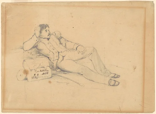 Relaxing Soldier by David Claypoole Johnston, drawing, 1855-1875