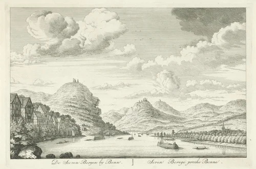 Zevengebergte bij Bonn, gezien vanaf de Rijn by Hendrik de Leth, print, 1767